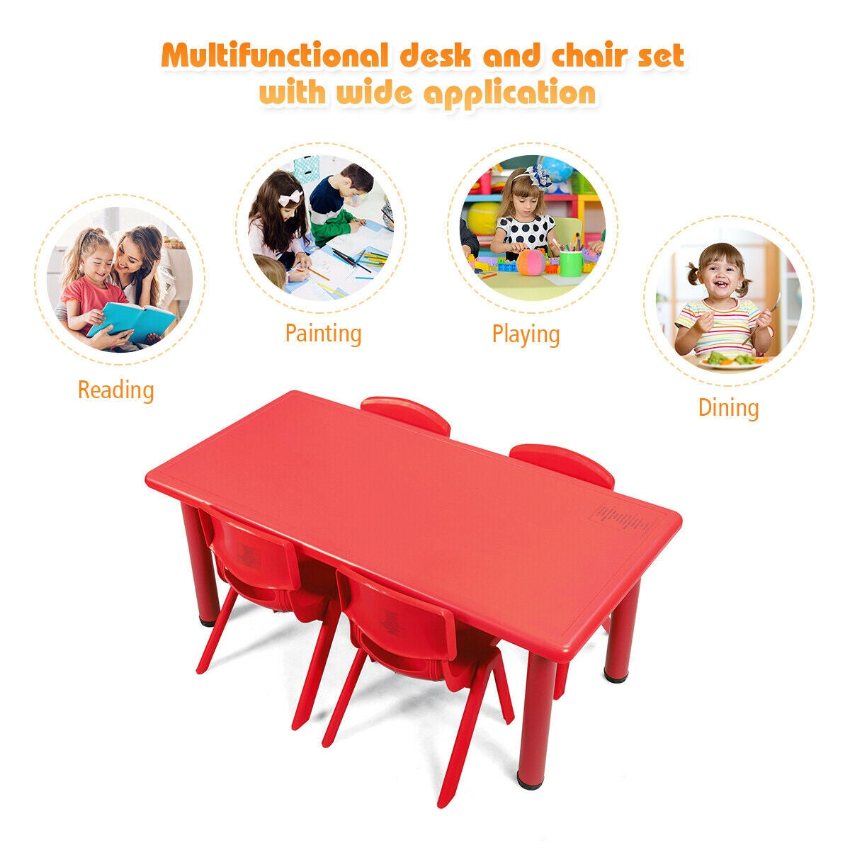 Kids Plastic Rectangular Table, Red Kids Table & Chair Sets at Gallery Canada