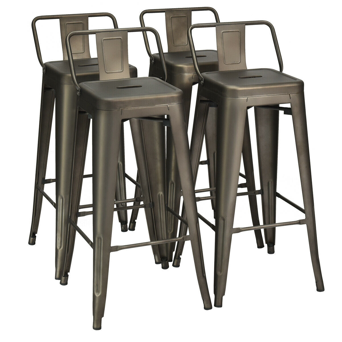 30 Inch Metal Counter Height Barstools, Set of 4, Dark Brown Bar Stools Dark Brown at Gallery Canada