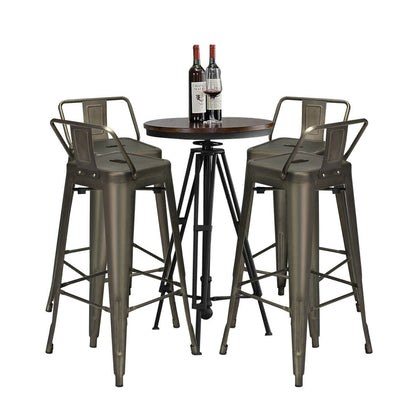 30 Inch Set of 4 Metal Counter Height Barstools with Low Back and Rubber Feet, Dark Brown Bar Stools at Gallery Canada