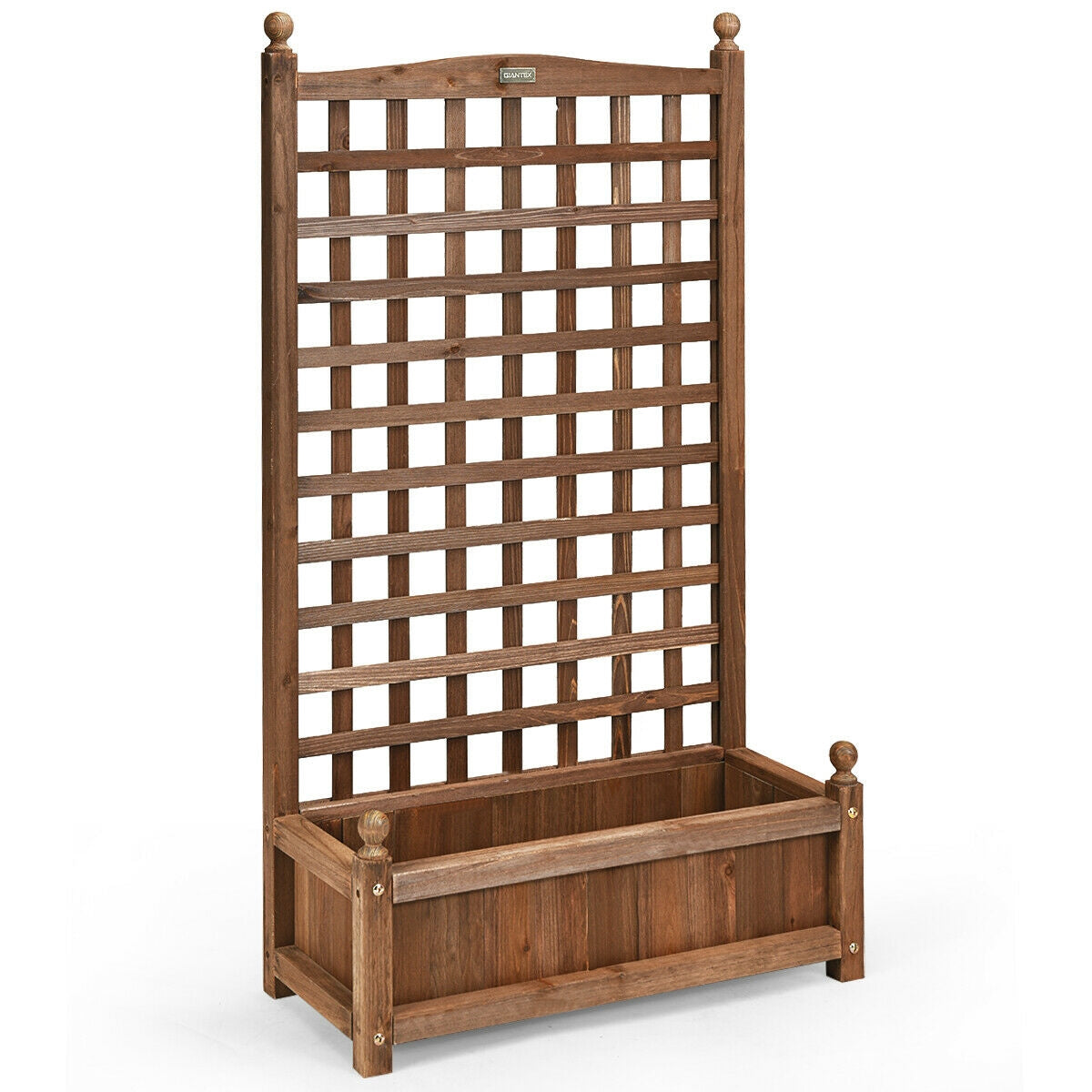 Solid Free Standing Wood Planter Box with Trellis, Brown Raised Garden Beds at Gallery Canada