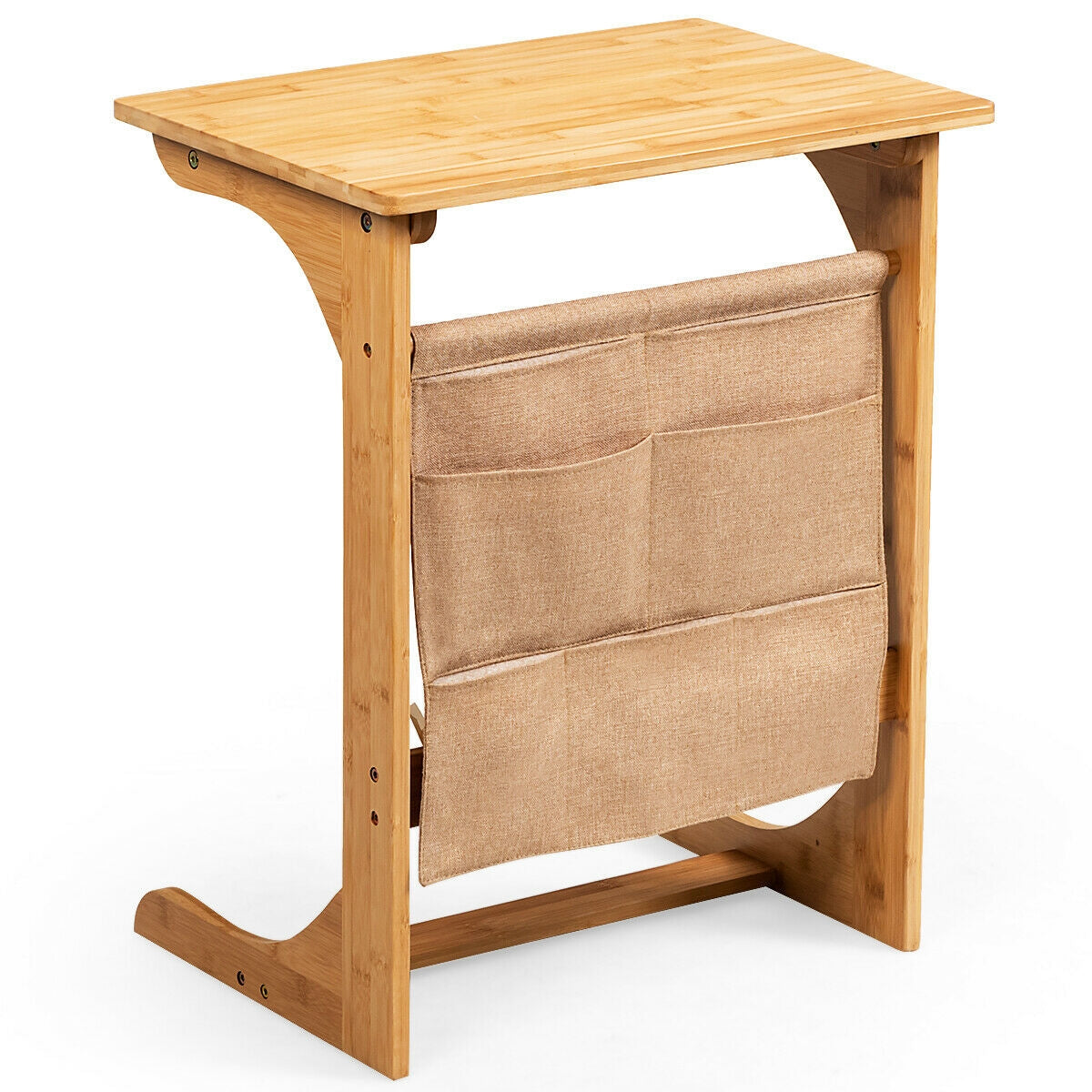 Bamboo Sofa Table End Table Bedside Table with Storage Bag, Natural End & Side Tables at Gallery Canada