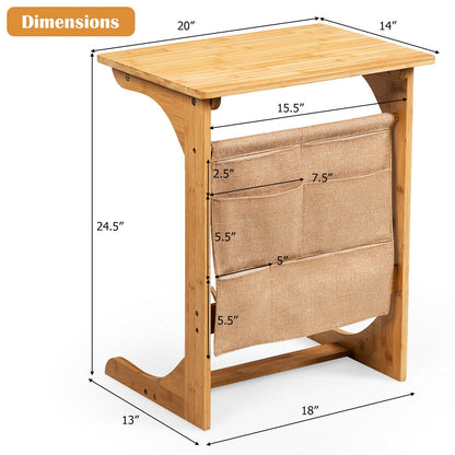 Bamboo Sofa Table End Table Bedside Table with Storage Bag, Natural End & Side Tables at Gallery Canada