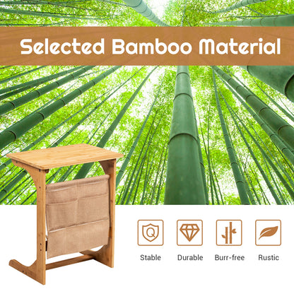 Bamboo Sofa Table End Table Bedside Table with Storage Bag, Natural End & Side Tables at Gallery Canada