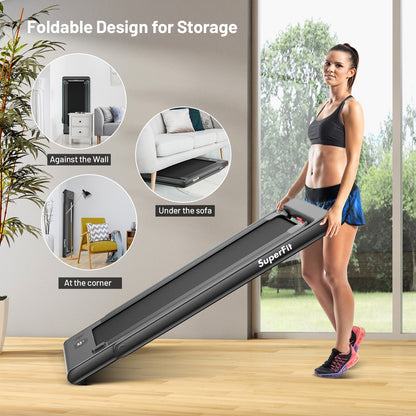 2-in-1 Electric Motorized Folding Treadmill with Dual Display, Black Treadmills at Gallery Canada