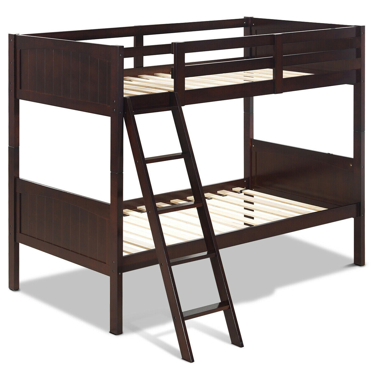 Twin Size Wooden Bunk Beds, Convertible To 2 Beds, Brown Bunk Bed Frame at Gallery Canada