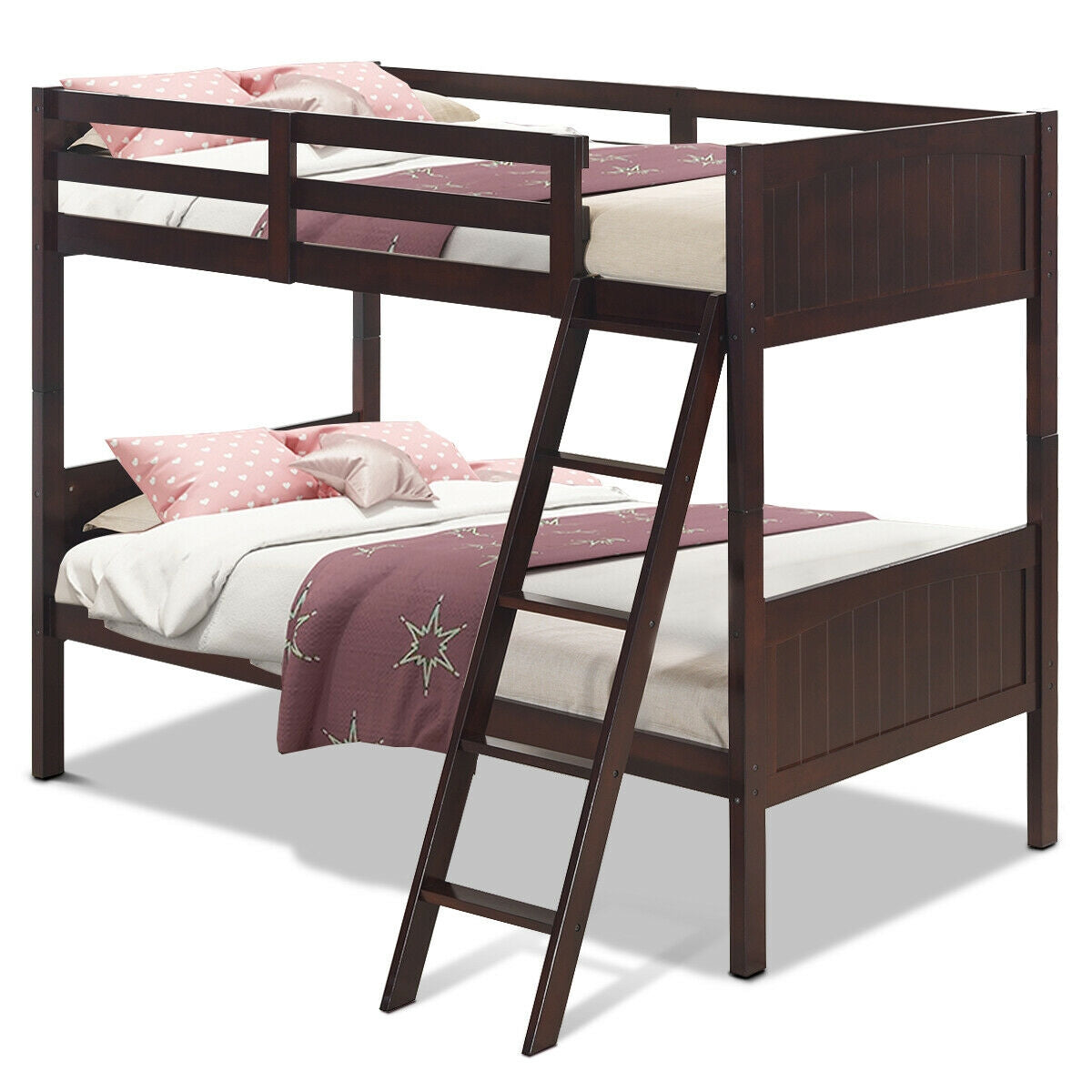Twin Size Wooden Bunk Beds Convertible 2 Individual Beds, Brown Bunk Bed Frame at Gallery Canada