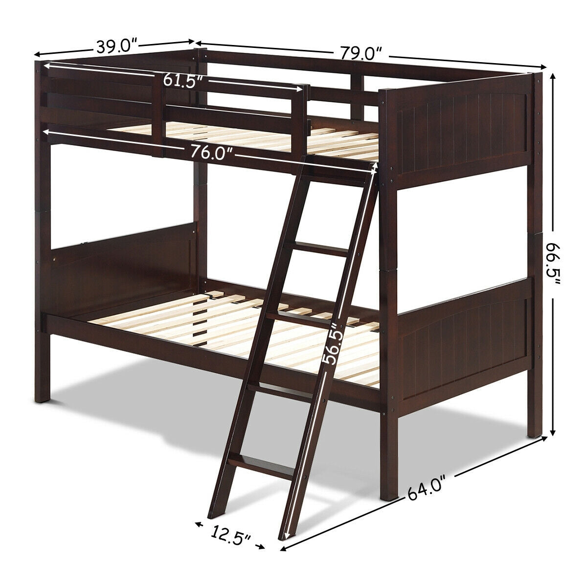Twin Size Wooden Bunk Beds Convertible 2 Individual Beds, Brown Bunk Bed Frame at Gallery Canada