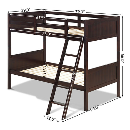 Twin Size Wooden Bunk Beds Convertible 2 Individual Beds, Brown Bunk Bed Frame at Gallery Canada