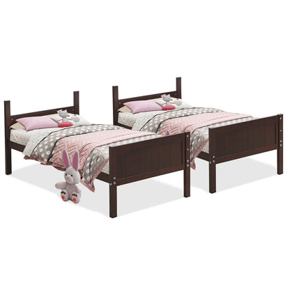 Twin Size Wooden Bunk Beds Convertible 2 Individual Beds, Brown Bunk Bed Frame at Gallery Canada