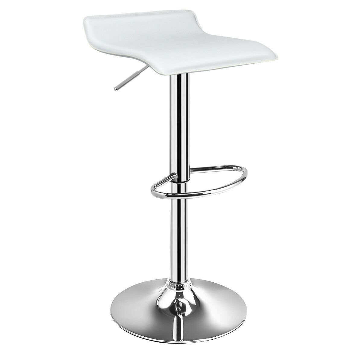 Set of 2 Adjustable PU Leather Backless Bar Stools, White Bar Stools at Gallery Canada
