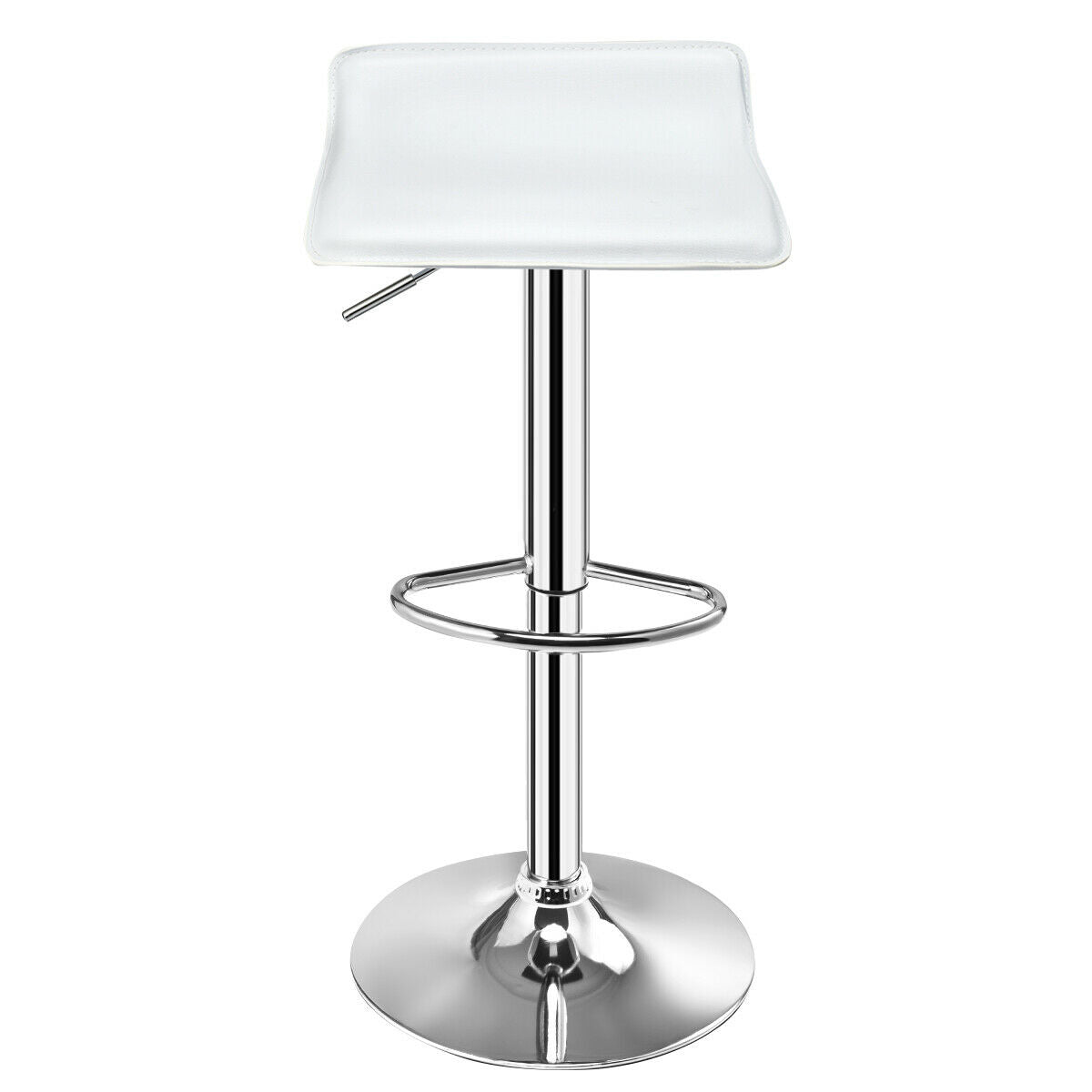 Set of 2 Adjustable PU Leather Backless Bar Stools, White Bar Stools at Gallery Canada