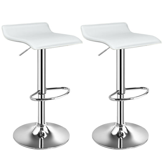 Set Of 2 Adjustable PU Leather Backless Bar Stools, White Bar Stools White at Gallery Canada