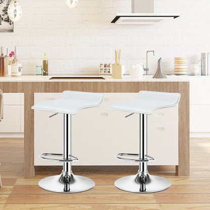 Set of 2 Adjustable PU Leather Backless Bar Stools, White Bar Stools at Gallery Canada