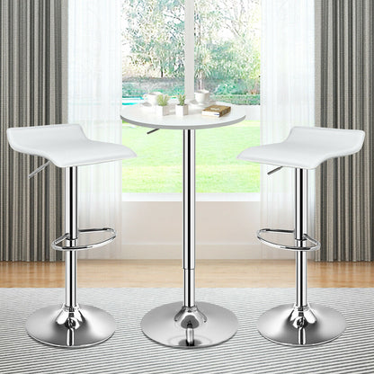 Set of 2 Adjustable PU Leather Backless Bar Stools, White Bar Stools at Gallery Canada