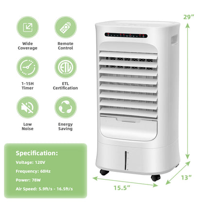4-In-1 Portable Evaporative Air Cooler, Timer, 3 Modes, White Air Coolers at Gallery Canada