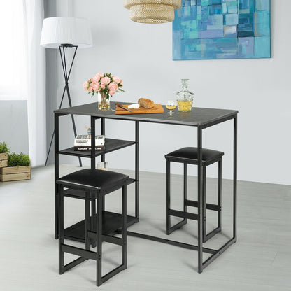 3 pcs Dining Set with Faux Marble Top Table and 2 Stools, Black Dining Room Sets at Gallery Canada