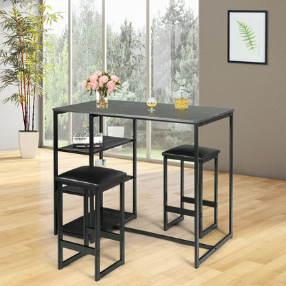 3 pcs Dining Set with Faux Marble Top Table and 2 Stools, Black Dining Room Sets at Gallery Canada