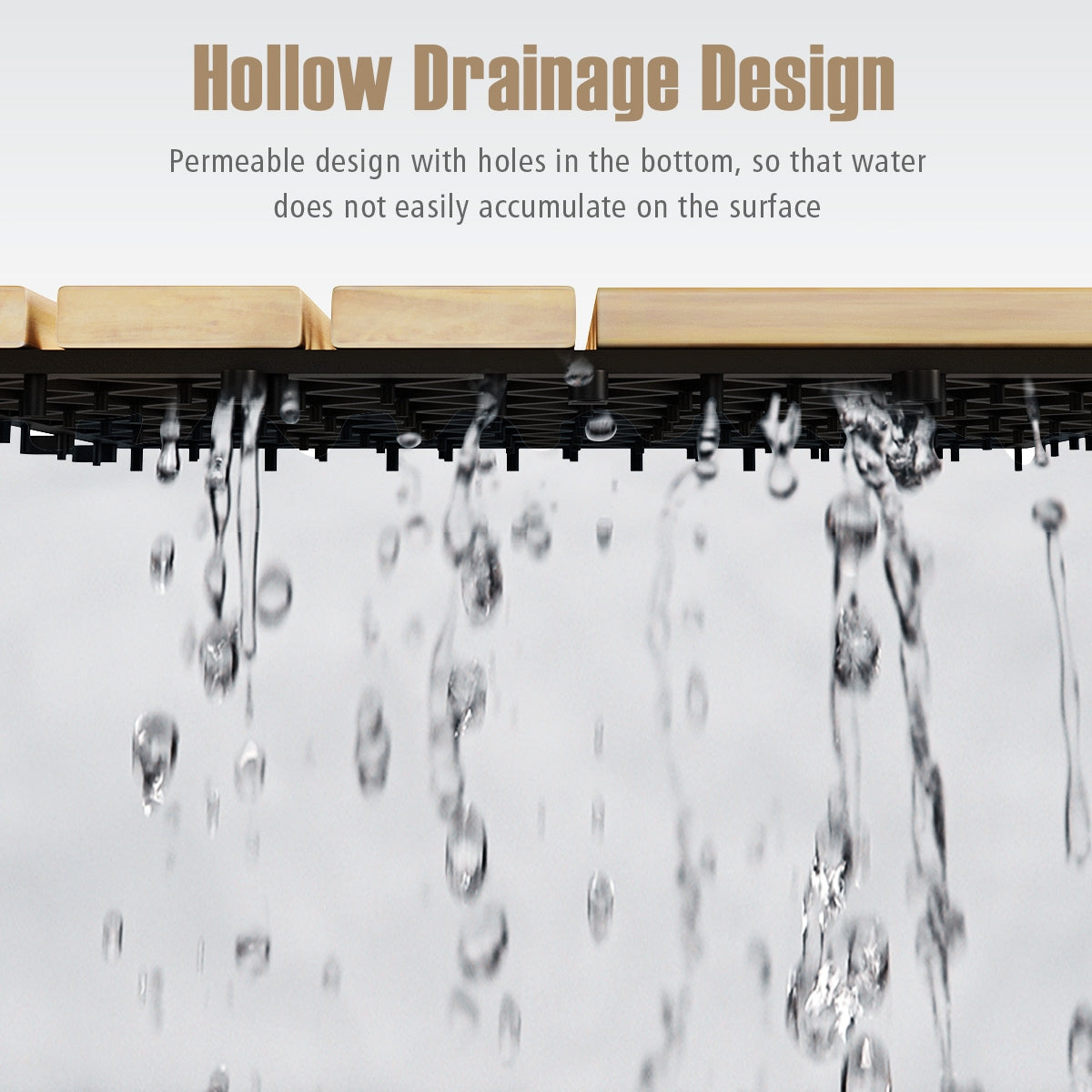 10 Pieces 12 x 12 Inch Acacia Wood Interlocking Check Deck Tiles, Brown Decorative Fencing & Flooring at Gallery Canada