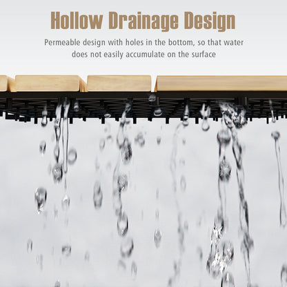 10 Pieces 12 x 12 Inch Acacia Wood Interlocking Check Deck Tiles, Brown Decorative Fencing & Flooring at Gallery Canada