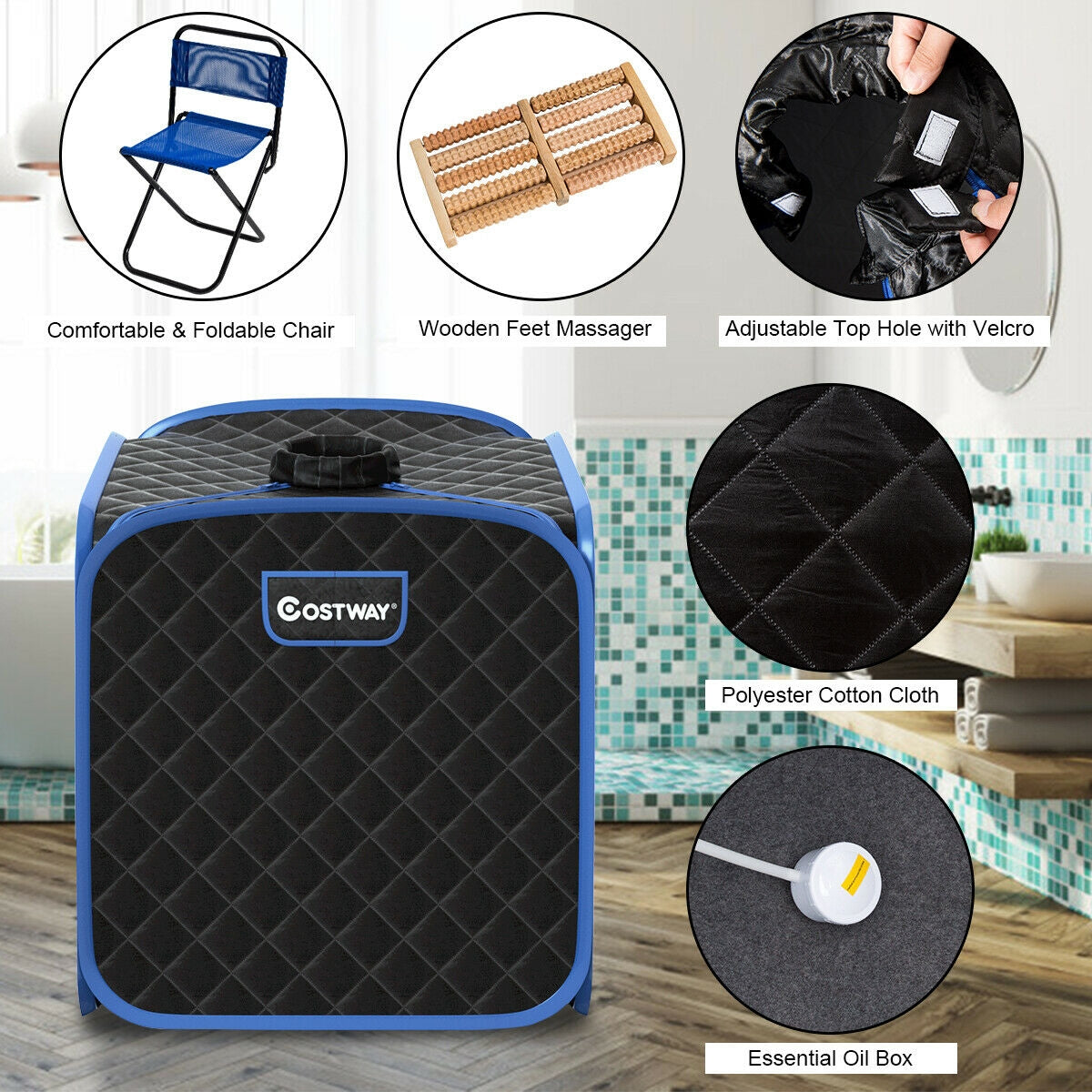 2L Portable Folding Steam Sauna Spa, Black Spa & Salon at Gallery Canada