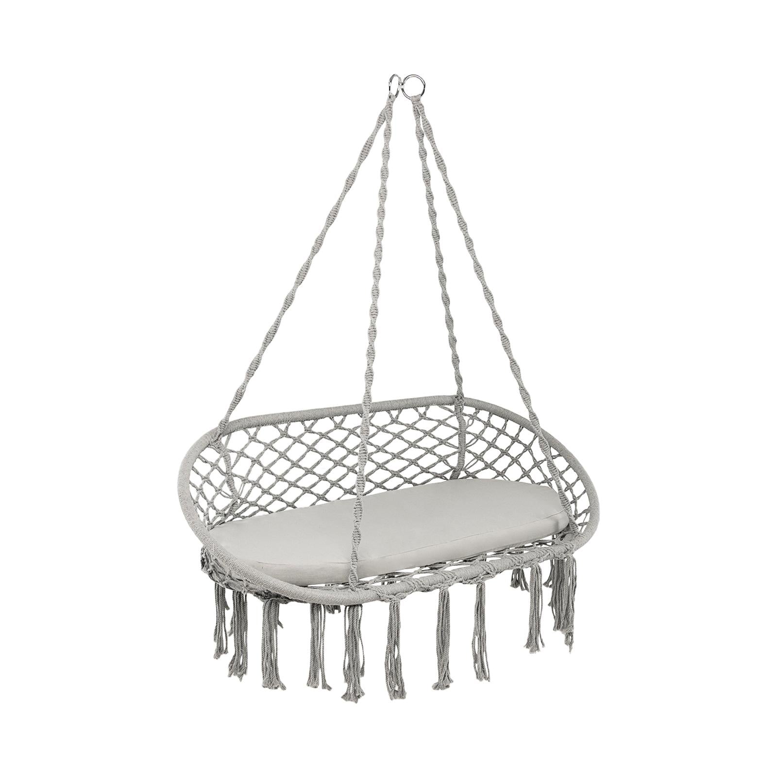 2 Person Hanging Hammock Chair with Cushion Macrame Swing, Gray Hammocks at Gallery Canada