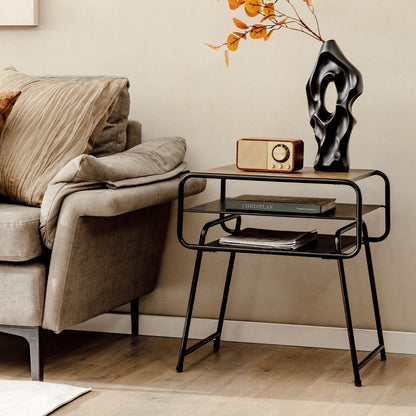 3-Tier Compact Side Table With Storage Shelf