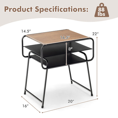 3-Tier Compact Side Table With Storage Shelf