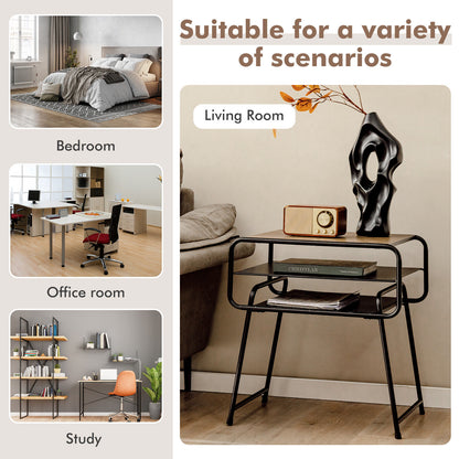 3-Tier Compact Side Table With Storage Shelf