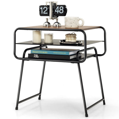 3-Tier Compact Side Table With Storage Shelf