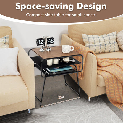 3-Tier Compact Side Table With Storage Shelf