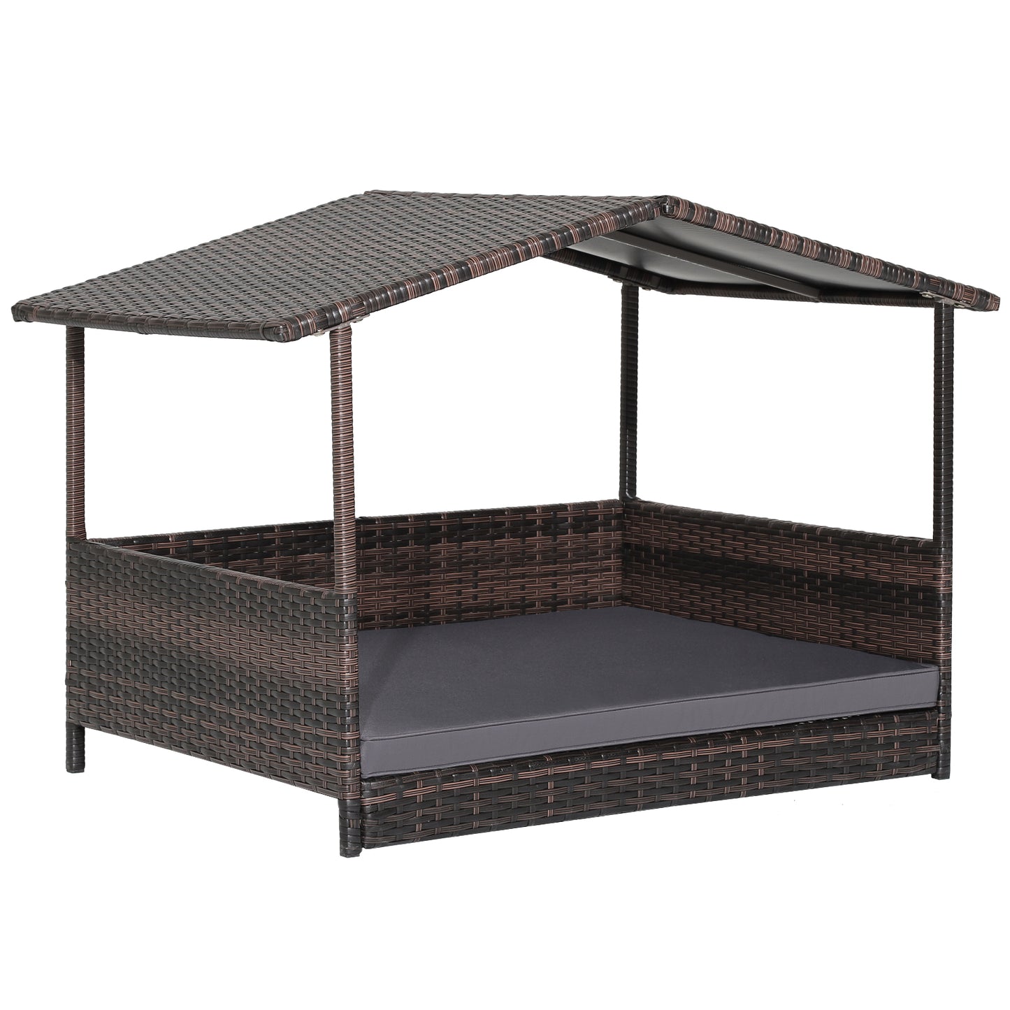 Wicker Dog House, Weatherproof Roof, Outdoor, Gray Dog Kennels Gray at Gallery Canada