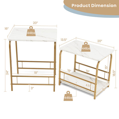Faux Marble Nesting Tables, 2-Piece Set, White