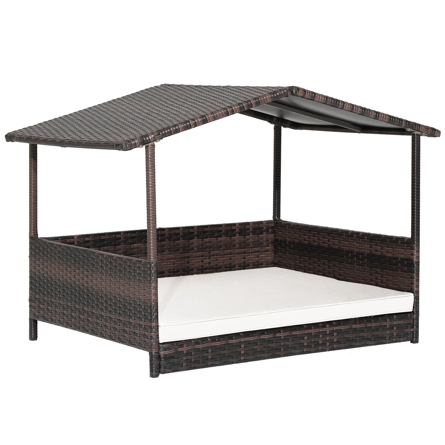 Outdoor Wicker Dog House, Weatherproof Roof, White Dog Kennels at Gallery Canada