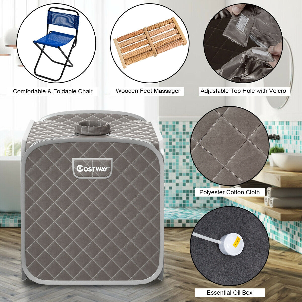 2L Portable Folding Steam Sauna Spa, Gray Spa & Salon at Gallery Canada