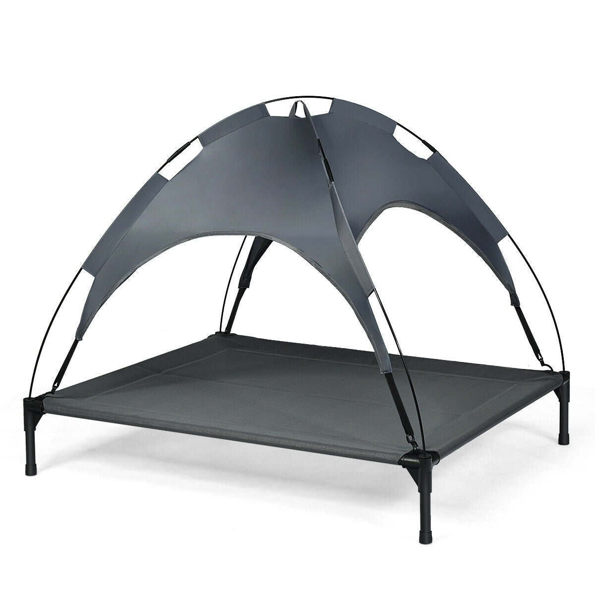 Portable Elevated Outdoor Pet Bed, Removable Canopy Shade, 42 Inch, Dark Gray Dog Supplies Dark Gray at Gallery Canada