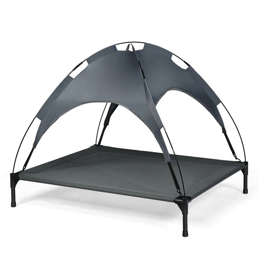 Portable Elevated Outdoor Pet Bed, Removable Canopy Shade, 42 Inch, Dark Gray Dog Supplies Dark Gray at Gallery Canada