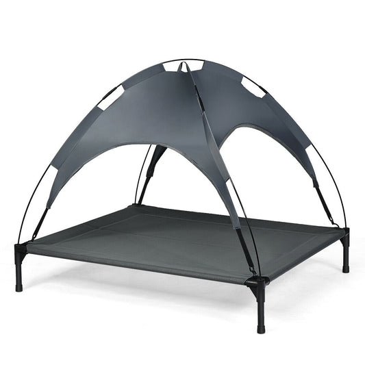 Portable Elevated Outdoor Pet Bed, Removable Canopy Shade, 42 Inch, Dark Gray Dog Supplies Dark Gray at Gallery Canada