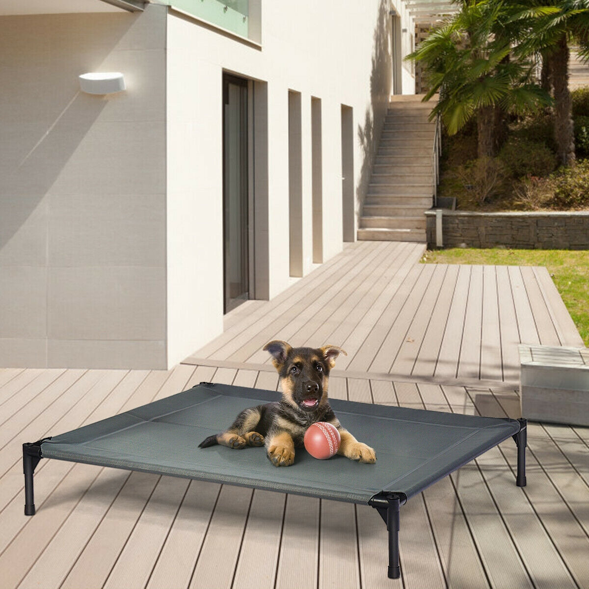 Portable Elevated Outdoor Pet Bed with Removable Canopy Shade-42 Inch, Dark Gray Dog Supplies at Gallery Canada