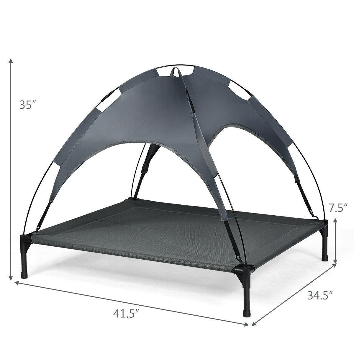 Portable Elevated Outdoor Pet Bed with Removable Canopy Shade-42 Inch, Dark Gray Dog Supplies at Gallery Canada