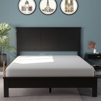 Full Wood Headboard Flat Panel with Pre-drilled Holes and Height Adjustment, Black Headboards at Gallery Canada