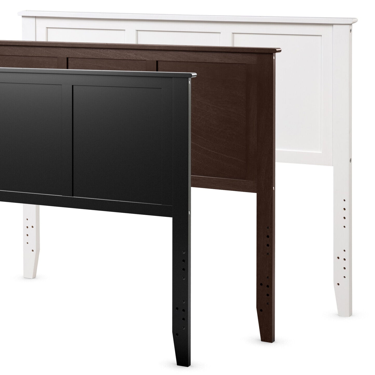 Full Wood Headboard Flat Panel with Pre-drilled Holes and Height Adjustment, Black Headboards at Gallery Canada