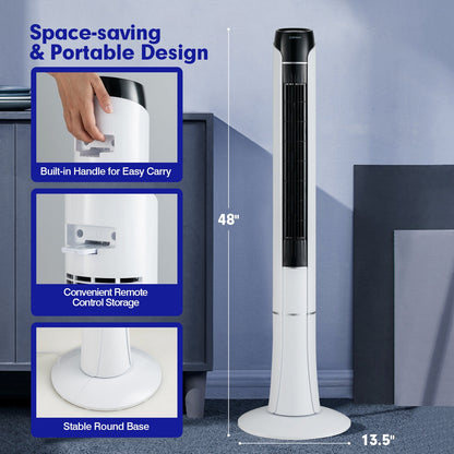 Portable 48 Inches Tower Fan, Remote Control, White Fans at Gallery Canada