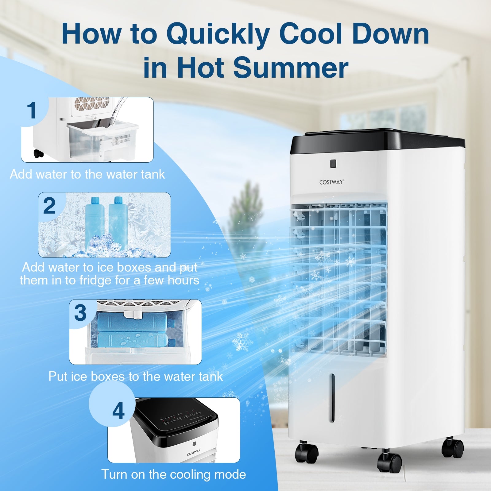 3-in-1 Evaporative Air Cooler with 4 Modes, White Air Coolers at Gallery Canada