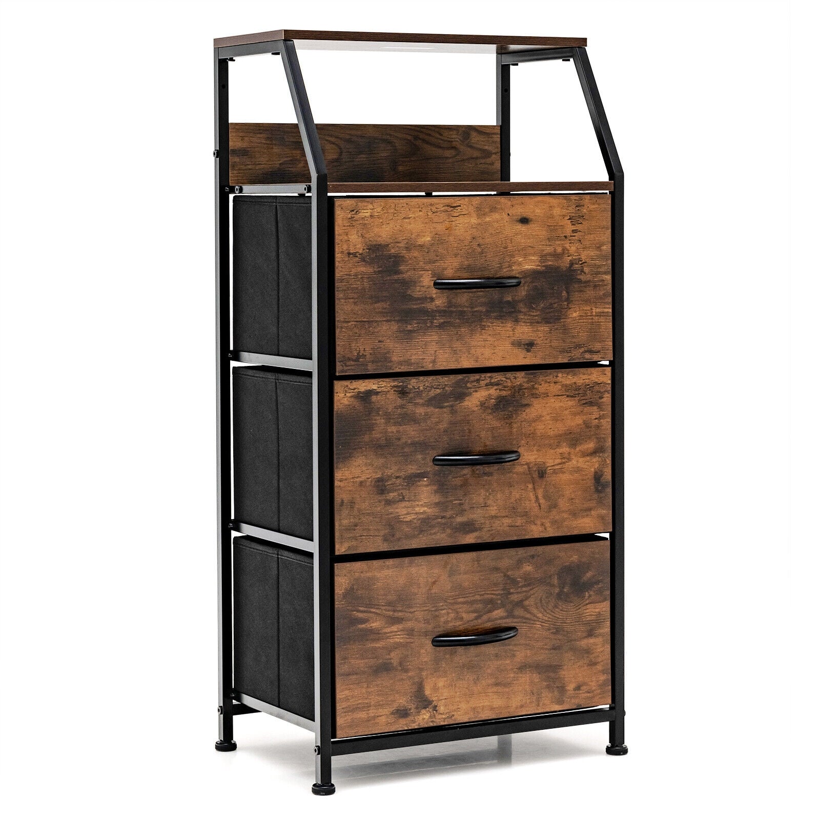 Freestanding Cabinet Dresser With Wooden Top Shelves, M, Rustic Brown Dressers & Chests at Gallery Canada