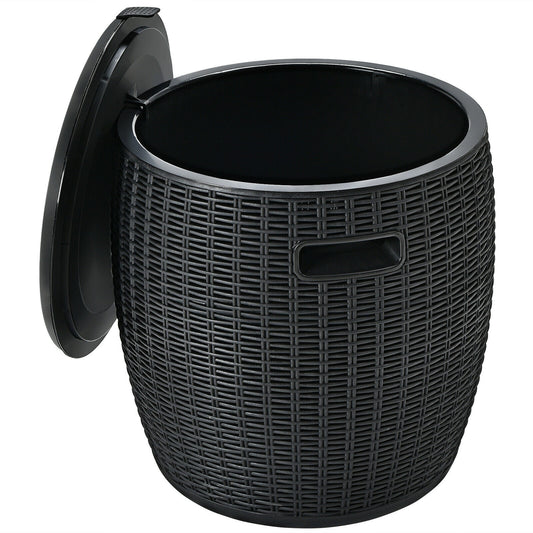 9.5 Gallon 4-In-1 Patio Rattan Cocktail Table, Black Coolers Black at Gallery Canada