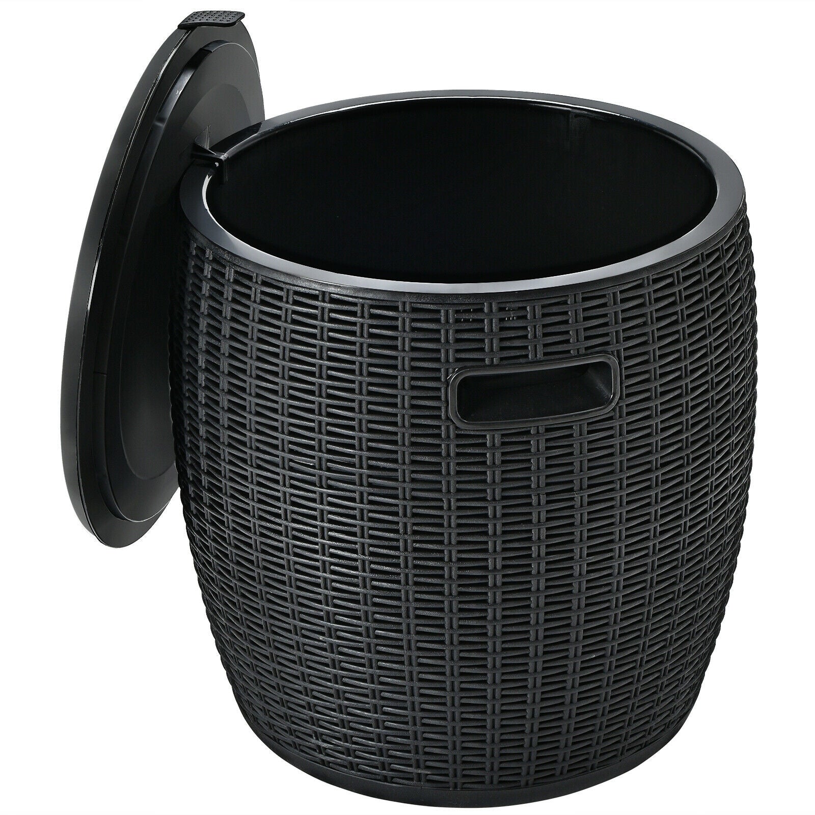 9.5 Gallon 4-in-1 Patio Rattan Cool Bar Cocktail Table Side Table, Black Coolers Black at Gallery Canada
