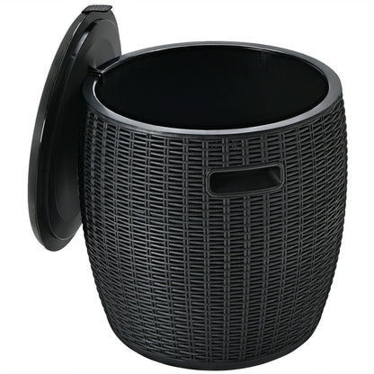 9.5 Gallon 4-in-1 Patio Rattan Cool Bar Cocktail Table Side Table, Black Coolers Black at Gallery Canada