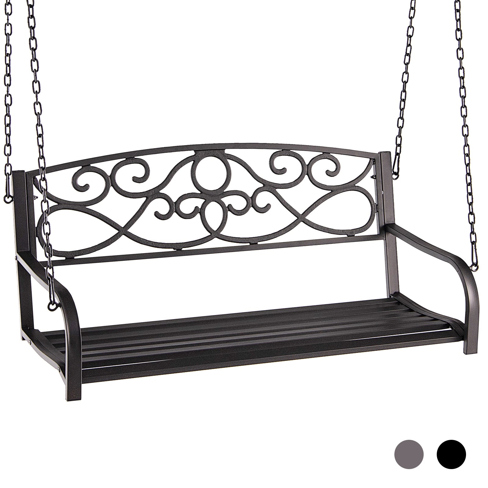 Outdoor 2-Person Metal Porch Swing Chair with Chains, Brown Porch Swings Brown at Gallery Canada
