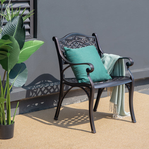 2-Piece Outdoor Cast Aluminum Chairs, With Armrests And Curved Seats, Copper