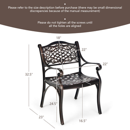 2-Piece Outdoor Cast Aluminum Chairs, With Armrests And Curved Seats, Copper Patio Dining Chairs at Gallery Canada